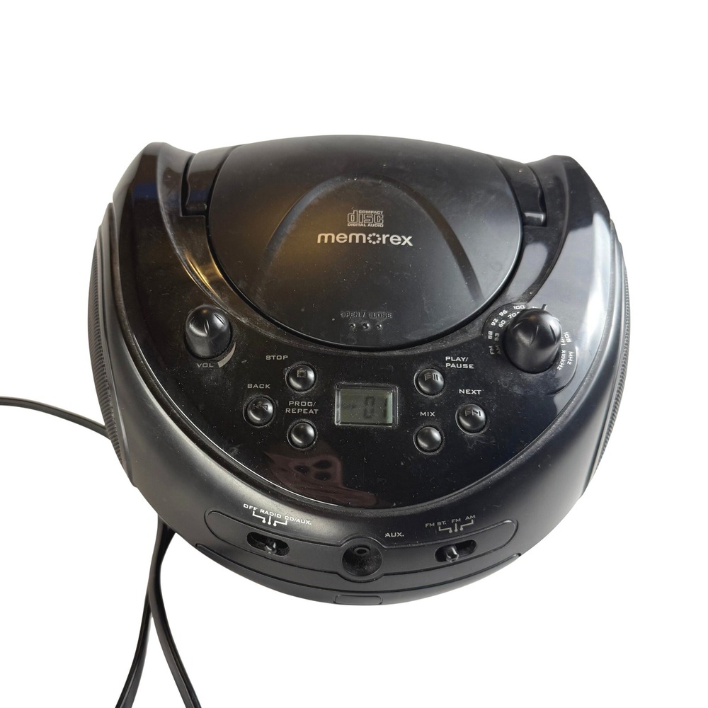 Memorex Portable CD Player AM FM Radio Boombox MP3221 Black Tested Working